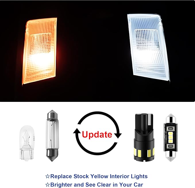 EASY EAGLE 12Pcs Super Bright LED Interior Lights, 6000k White Bulb Kit for Chevy Silverado 2007 2008 2009 2010 2011 2012 2013 All Models Light Accessories+Install Tool