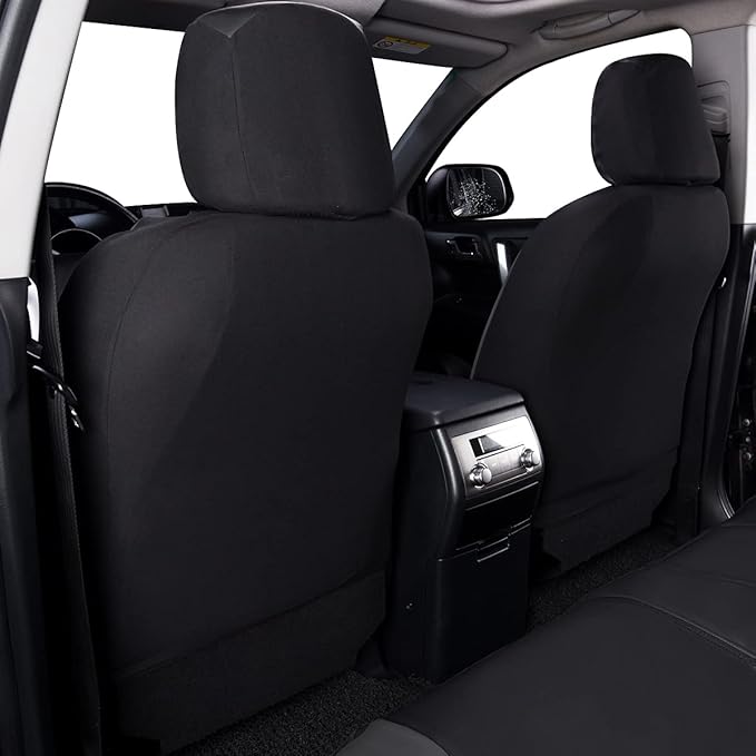 Flying Banner car seat Covers Protects Water Proof Faux Leather Carbon Fiber Front and Rear Bench (Gray Black, Full Set - 9PCS)