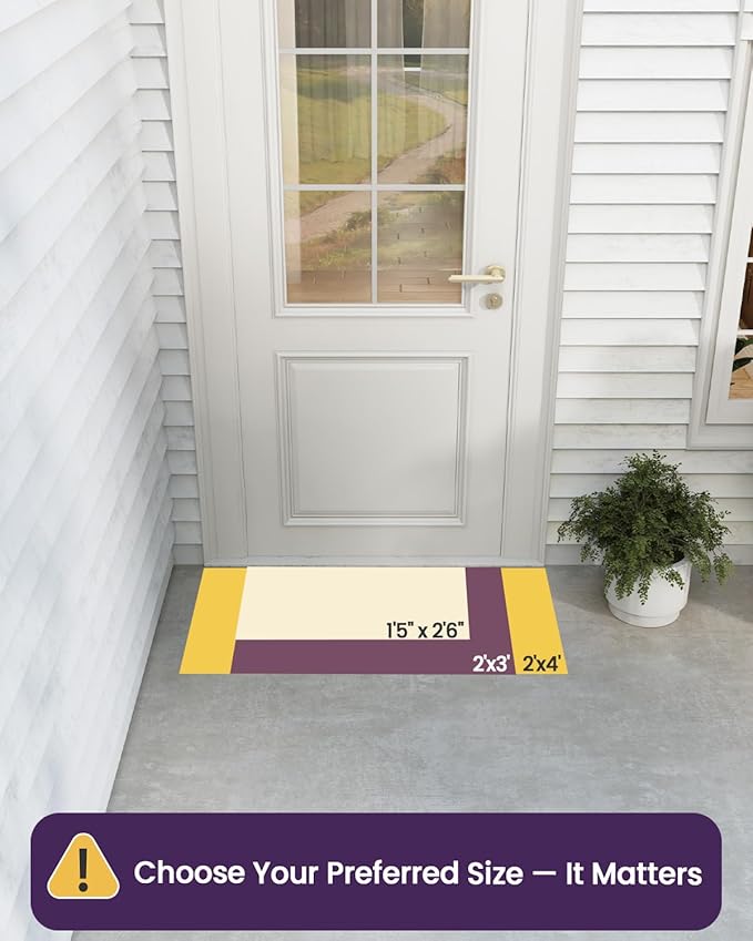 DEXI Front Door Mat Outside Entrance, Rubber Entry Doormat Heavy Duty, Welcome Mats Non Slip for Inside House Floor Entryway Back Doors Exterior Patio, 17x30, Hexafoil Floral