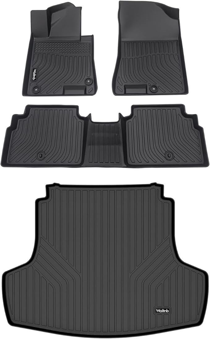 Wailtnb-Car Floor Mats & Cargo Trunk Liners Compatible for Kia K5 2021-2025 2026 (FWD Only) & Hyundai Sonata Gas 2020-2025 2026 All-Weather Rubber Mat Protection Black