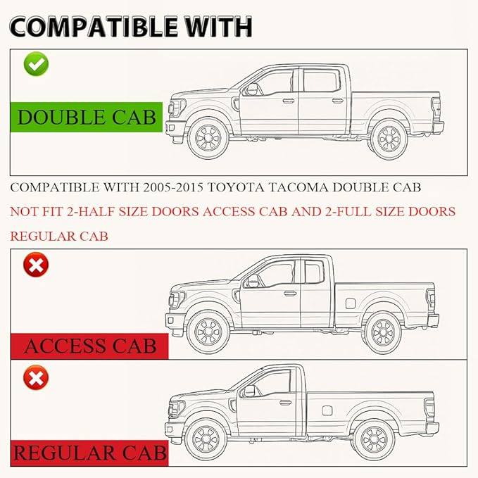 ANDPLAY TPE Floor Mats Liners Compatible with Toyota Tacoma Double Cab 2005 2006 2007 2008 2009 2010 2011 2012 2013 2014 2015 All Weather Protection Black Floor Liners alfombras para carro