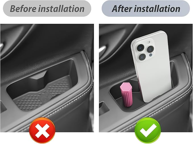 SKTU 2Pcs for 2024 2025 2026 Toyota Grand Highlander Door Side Storage Box Grand Highlander Door Handle Organizer 2024 2025 2026 Grand Highlander Accessories Phone Container Key Holder Tray (Rear)