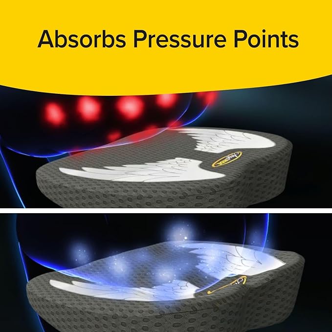 Auto Cushion with Memory Foam, AS SEEN ON FOX NEWS, Advanced Lumbar Helps Relieve Pressure Points, Molds to Any Body, Drive in Heavenly Comfort in Any Vehicle, Breathable, Washable Cover