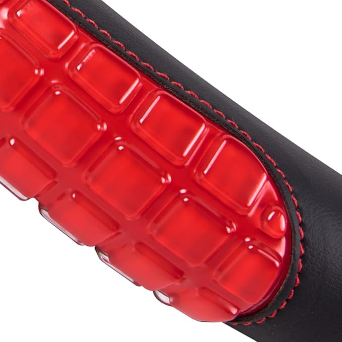 Flying Banner car Steering Wheel Cover Gel Massage Velvet Cool Warm Universal Size 15 inches SUV Truck Anti Slip Odorless Summer Winter (Black Red, Gel Massage)