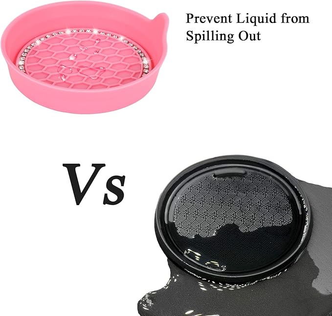 Amooca Car Cup Coaster Universal Non-Slip Cup Holders Bling Crystal Rhinestone Car Interior Accessories 2 Pack Peach Pink