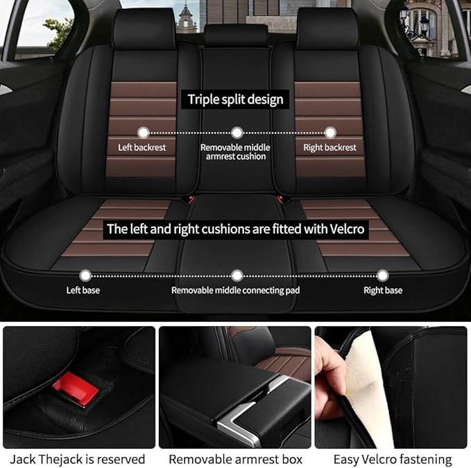 for Toyota Highlander 2006-2026 Seat Covers,Waterproof,Abrasion-Resistant PU Leather Full Set Seat Cover(Luxury Black&Coffee)