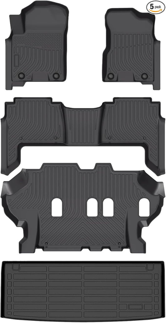 for Nissan Armada/Infiniti QX80 Floor Mats 2019-2024,Car Mats for Nissan Armada/Infiniti QX80 8 Seats(Bench Seat) All Weather Floor Mats Cargo Liner Accessories Car Mat