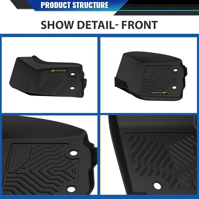 DOTCOM TPE Floor Mats Fit Toyota Tacoma Double Cab 2016-2023(Not Fit Manual Transmission Vehicles with Vinyl Flooring),1st & 2nd Row All Weather Protection Floor Liners,alfombras para carro 3PCS