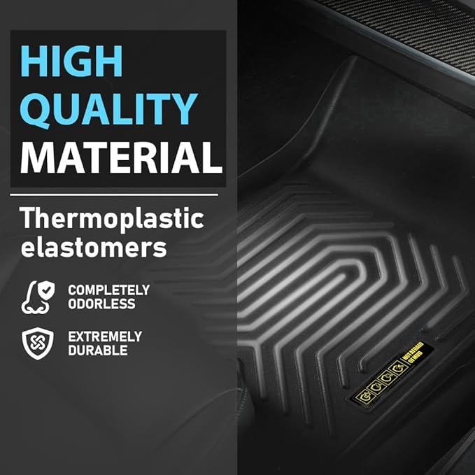 TPE Floor Mats Fit Chevy Silverado/GMC Sierra 1500 2014-2018 & 2500HD 3500HD 2015-2019 3PCS Crew Cab Truck Accessories Cargo Liners All Weather Protection Alfombra para Auto/Forro para Maletero