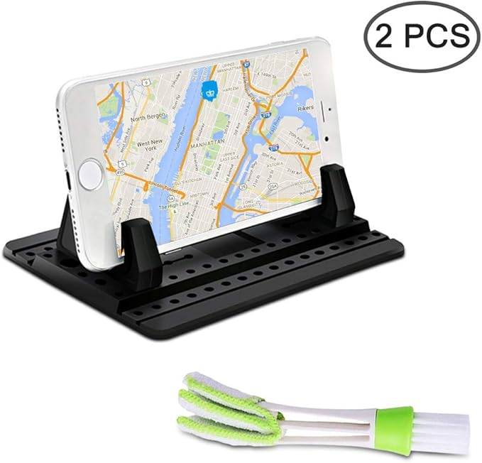 Phone Holder for Car with Air Vent Brush, Universal Silicone Car Cellphone Mount Antislip Vehicle Mobile Phone GPS Mounting Mat