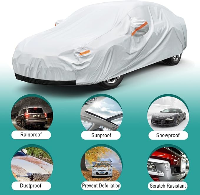 6 Layer Car Cover Custom Fit Ford Taurus (1986-2025) Waterproof All Weather, Heavy Duty Outdoor Snow Sun Rain Uv Protection (Ships from US Warehouse, Delivery 3-8 Days)
