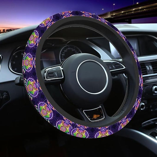 Owl Dream Catcher Steering Wheel Cover Purple Steering Wheel Cover for Women Men Anti-Slip Breathable Steering Wheel Protector Car Accessories