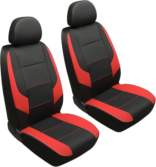 GIANT PANDA Front Seat Cover for Nissan, Leather Seat Protectors Custom Fit Nissan Rogue Altima Sentra Versa Kicks Frontier Murano Pathfinder Maxima (Red+Black)