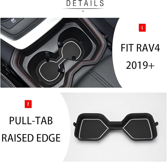 Auovo 3D Cup Holder Inserts for Toyota RAV4 Accessories 2025 2024 2023 2022 2021 2020 2019 Silicone Center Console Cup Holder Coaster Liner Mat Pad Interior Trims (White, 2pcs kit)