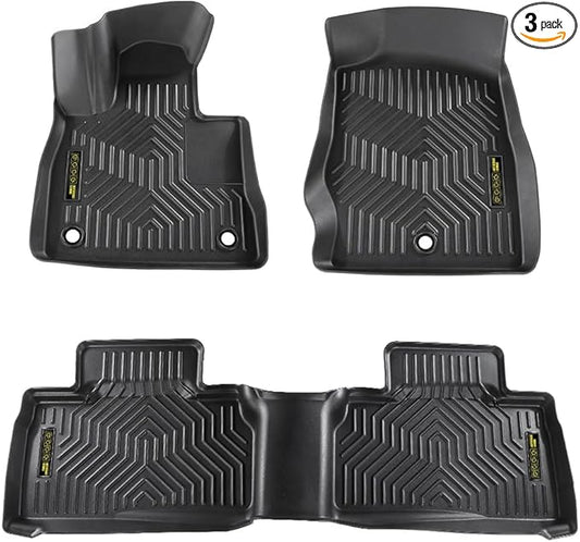 PIT66 Floor Mats Cargo Liners Compatible with Ford Explorer 2020 2021 2022 2023 2024 (Heavy Duty) 3-Piece Premium All Weather Automotive TPE Liners