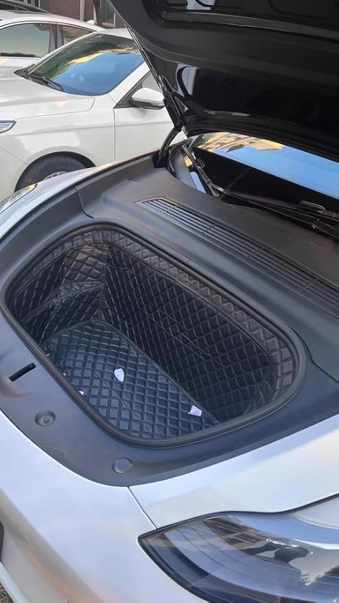 Tesla Model Y 2020-2025(Non for 2026 Model Y) Frunk Mats Front Trunk Mat Frunk Organizer Leather All-Weather Full Coverage Tesla Model Y Accessories