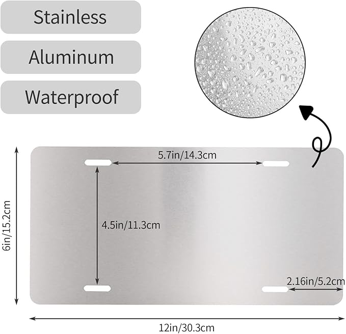 Black and Silver American Flag Front License Plate Aluminum Decorative License Plates Funny Metal Car Plate 6"X12" Novelty Vanity Tag Cover with 4 Holes Car Decor Accessory