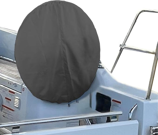 SavvyCraft Waterproof Boat Steering Wheel Covers, Heavy Duty Solution-Dyed 600D Fade-Resistant UV Protection Sailboat Yacht Marine Steering Wheel Protector Case, Vecro and Zipper Closure Black 48"