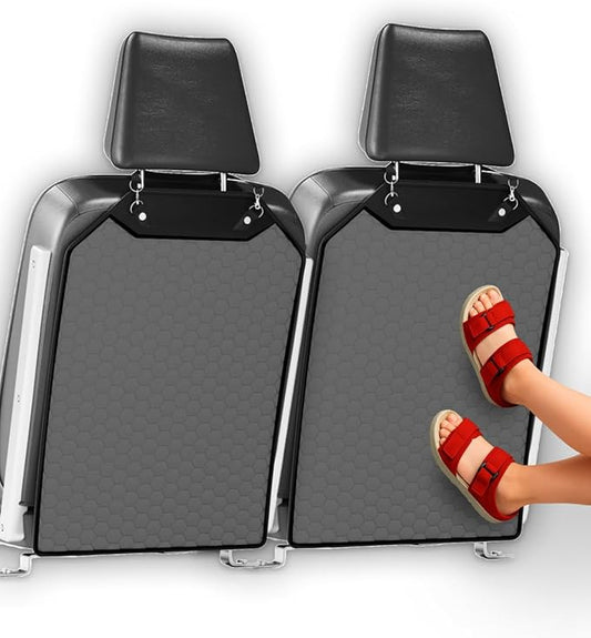 Owleys Kick Mat Back Seat Protector - Car Back Seat Cover for Kids Feet - Waterproof & Sturdy Protector for Upholstery from Dirt, Mud, Scratches and Stain (Gray 2 pc)