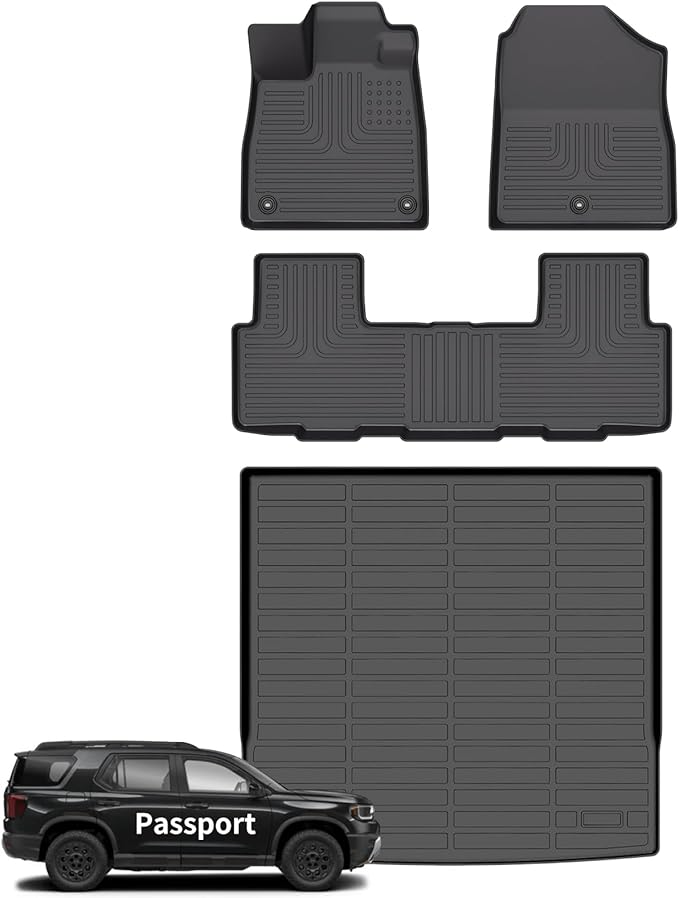 Wayhigh-for Honda Passport 2026 All Weather Floor Mats and Cargo Liner Set TPE Car Mats Waterproof Heavy Duty Rubber Floor Liners Passport Accessories