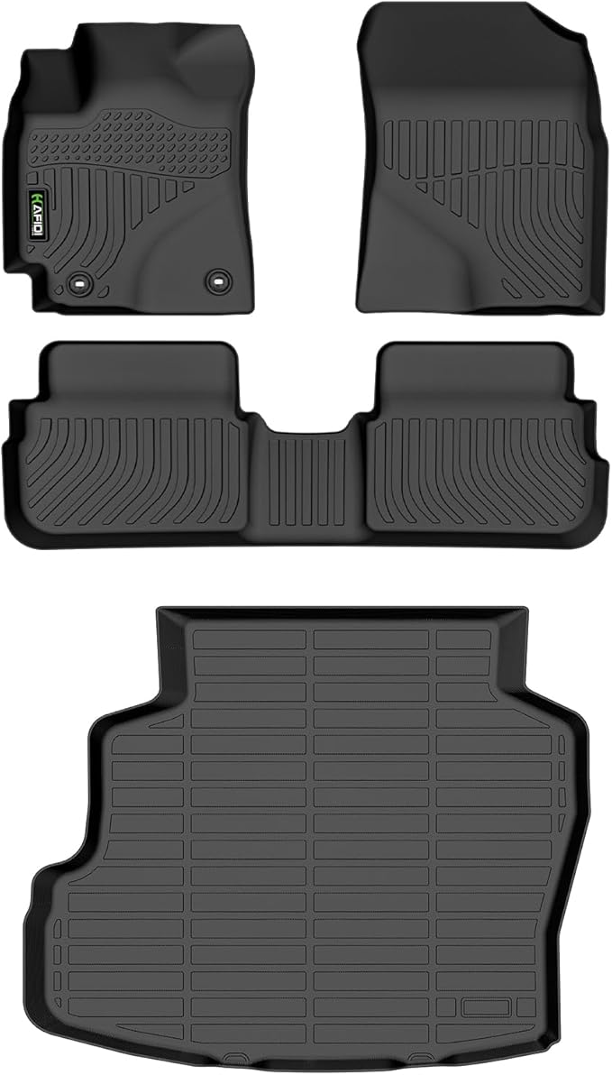 All Weather Car Floor Mats & Cargo Liner for Toyota Corolla 2009-2013 Custom Fit Full Set Accessories - Black