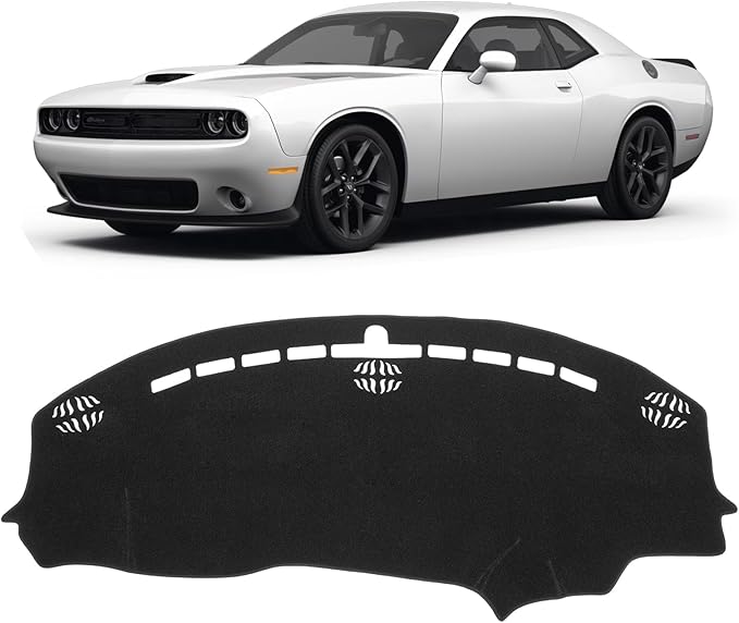 KUST Car Dash Cover for Dodge Challenger 2015-2022 2023 2024 Left Hand Driving Non-Slip Dashboard Cover Interior Accessories for Dodge Challenger Custom Fit Dash Mat Sunshade No Glare Black