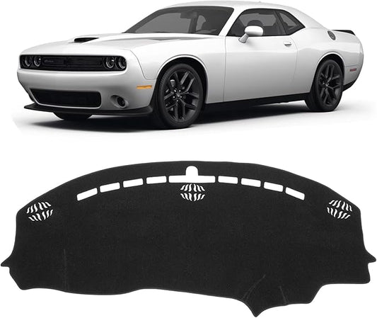 KUST Car Dash Cover for Dodge Challenger 2015-2022 2023 2024 Left Hand Driving Non-Slip Dashboard Cover Interior Accessories for Dodge Challenger Custom Fit Dash Mat Sunshade No Glare Black