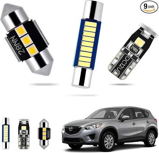 EASY EAGLE LED Interior Car Lights for 2013-2022-CX-5: 9 Piece Kit White LED Light Bulbs - Super Bright 6000K + Install Tool