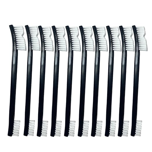 10 Nylon Brushes for Sneakers, Aquariums & Electronics – Non-Scratch, Includes Angled Brush for Bicycle Chains - Perfect for Tight Spaces - Car Detailing Nylon Brushes for Guns, Tiles & Car Interiors