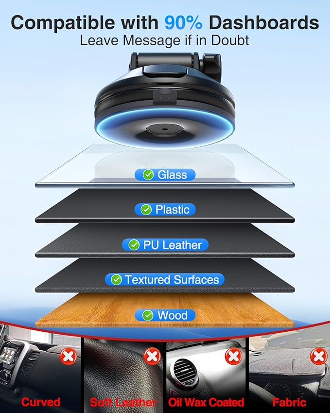 【2025 Military-Grade】VANMASS for MagSafe Car Mount【Upgraded Strongest Magnetic&Suction】Phone Holder Cell Stand for Dashboard Windshield Vent,Tesla Truck Cradle for iPhone 17 Pro Max 16 15 14 13 12 Air