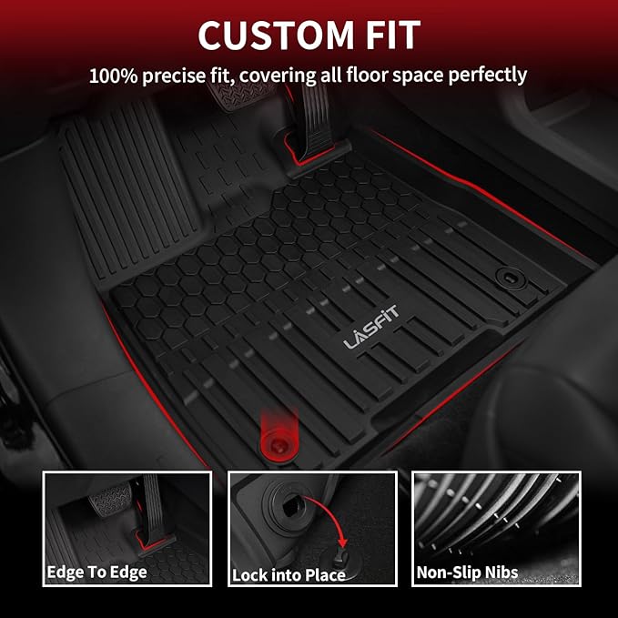 LASFIT Floor Mats&Trunk Mats for Toyota Sienna 7 Seats 2021-2024 2025 (not fit 2025 Platinum) All Weather TPE Custom Fit Floor Liner for Sienna XLE/XSE/Limited/Edition 7 Passenger (w/o Spare tire)