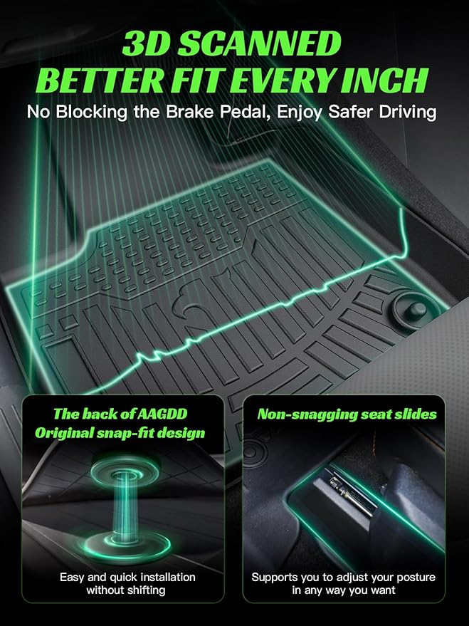 TPE All-Weather Floor Mats for Santa Fe 2024 2025 (Not for Hybrid)| Custom Fit Heavy Duty Truck Floor Liners | Front & Rear Row Protection | Durable, Odorless (4-Piece Set, Black)