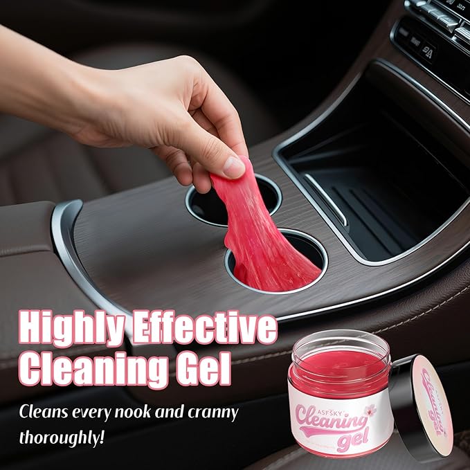 ASFSKY Car Cleaning Gel (Pink,Sakura) Cleaning Putty Universal Dust Cleaning Car Interior Cleaner Keyboard Dust Remover Car Slime Gifts for Men Women girl（1 pack）