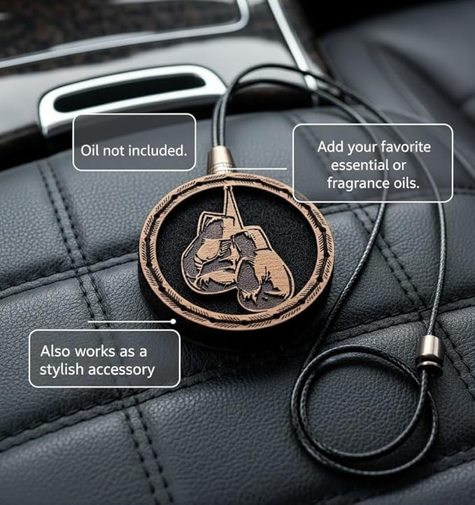Wood Car Air Freshener — Handmade Car Air Freshener — Boxing Gloves Designed Fragrance Oil Diffuser in Wooden Gift Box
