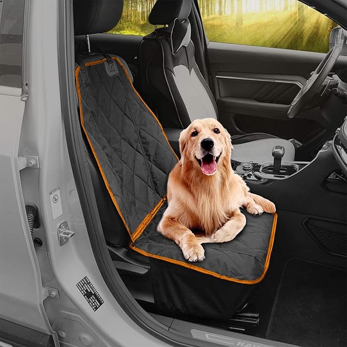 AsFrost Dog Car Seat Cover for Cars SUVs Trucks, Thicked 600D Oxford Heavy Duty Waterproof Front Car Seat Covers for Dogs Durable Nonslip Padded Pet Car Seat Protector with Side Flaps, 2 Pack