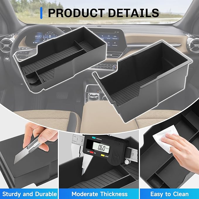 SXCY 2PCS for 2025 Chevy Equinox [Gas] Center Console Organizer for Chevrolet Equinox [Gas] Accessories 2025 Equinox Console Tray for 2025 Equinox Console Organizer(Double-Deck Design)