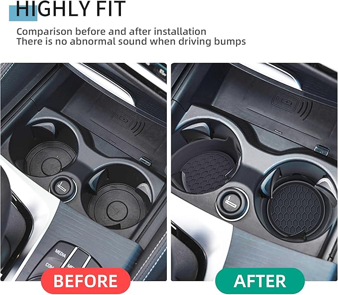 Amooca Car Cup Coaster Universal Automotive Waterproof Non-Slip Cup Holders Sift-Proof Spill Holder Car Interior Accessories 2 Pack Black