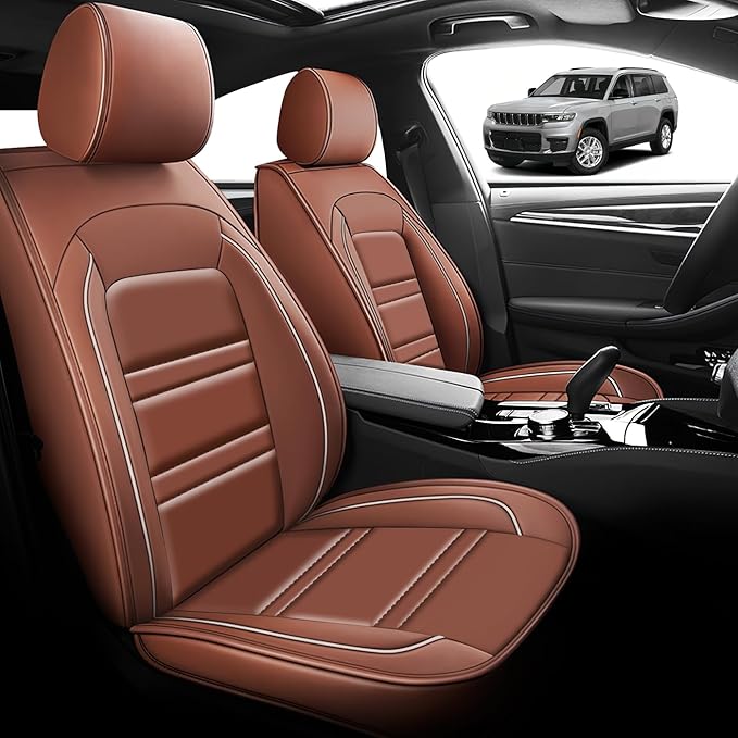 Seat Cover for JP Grand Cherokee 2011-2025 | Car Seat Covers Front Seats, Waterproof Seat Protectors, Automotive Front Seat Covers (Front Seat, Coffee)