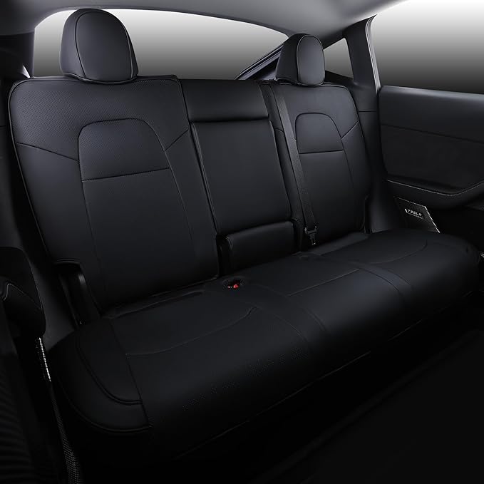 Suitable for Tesla Model Y Seat Covers, Waterproof Faux Leather Car Seat Covers Full Set for Tesla Model Y 2020 2021 2022 2023 2024 (Black)