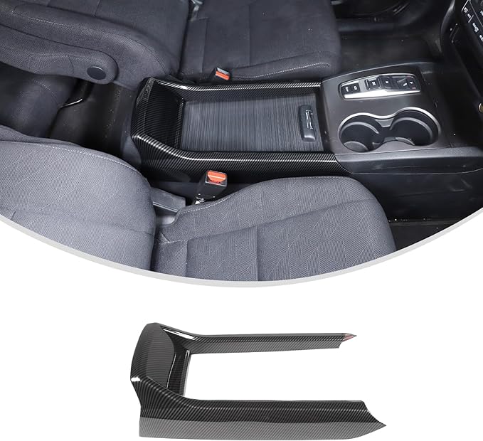 Armrest Box Frame Trim for Honda Pilot 2016-2022/ Ridgeline 2020-2023/ Passport 2019-2023 Accessories, ABS Center Console Armrest Box Frame Protective Cover (Carbon Fiber Pattern)