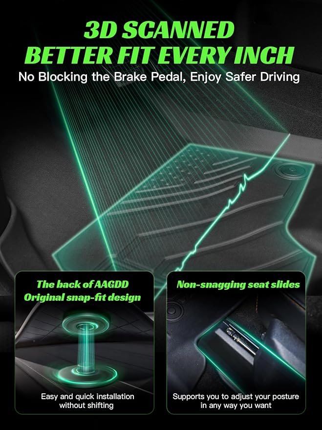 TPE All-Weather Floor Mats for Dodge RAM 1500 2019-2024 Car Mat for Truck Floor Liners (NOT Classic Model) Custom Fit Floor Liners Accessories (3-Piece Set, Black)