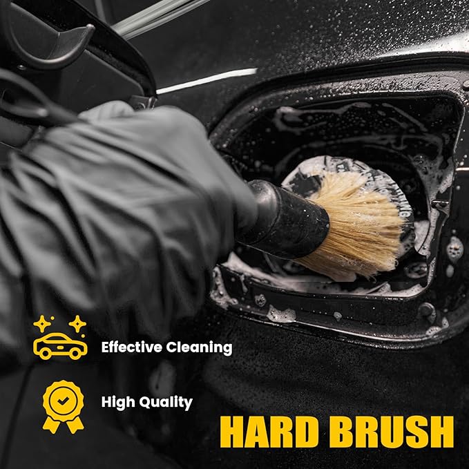 10pcs Car Detailing Brush Set - Interior or Exterior Auto Detail Brushes Kit w/Durable Bristles, Ultra Soft Boars Hair Detailing Brushes for Cleaning Leather Seats, Air Vents, Wheels Emblems
