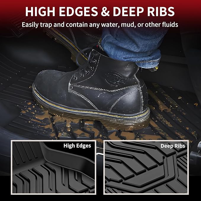 LASFIT Floor Mats for Nissan Rogue 2014-2020 (Not Fit Rogue Sport or Select), All Weather TPE Custom Fit Durable Floor Liners for Rogue S/SV/SL 2020 2019 2018 2017-2014 1st & 2nd Row Car Mats