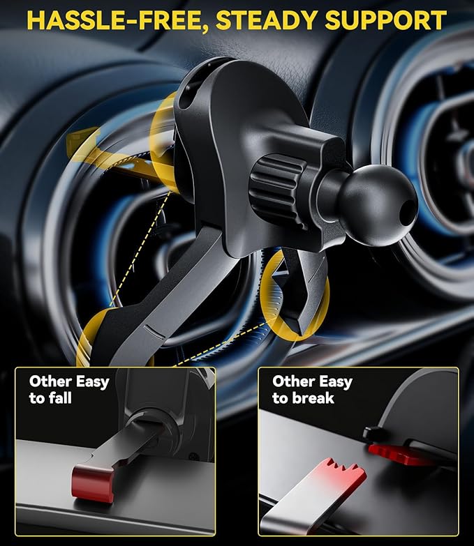 Air Vent Clip for Car Mount with [ Diameter 0.67 in (17 mm)] Joint Ball, Phone Vent Clip for Most Car Phone Holder&Wireless Car Charger, Black