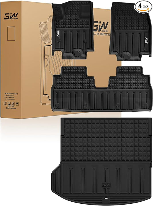 3W Floor Mats & Cargo Liner Fit for 2024-2025 2026 Chevrolet Chevy Equinox EV (Non Fuel), TPE All Weather Custom Fit for Chevrolet Equinox EV (Non Fuel) Accessories Full Set Car mats,Black