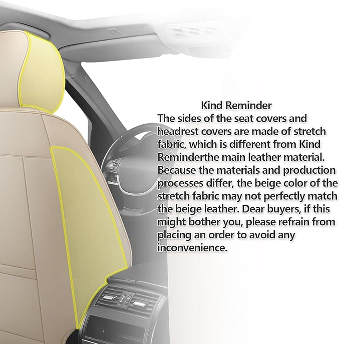 Leather Car Seat Covers Full Set Breathable Automotive Seat Covers Waterproof Seat Protectors Universal Fit for Most Automotive Cars SUV Trucks(Beige, Full Set)