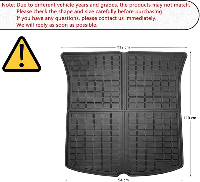 All Weather Rear Cargo Liners Trunk Tray Mats Protector Custom Compatible with 2020-2023 2024 2025 Model Y 5-Seats（Not for Juniper），3D Waterproof Durable Odorless Flexible Black TPO Accessories