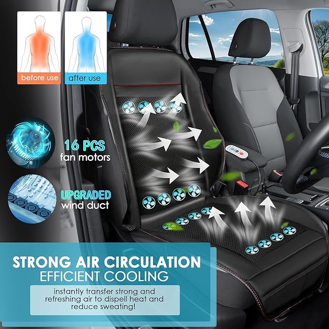 3 in 1 Massage Cushion with Winter, Cooling Seat Covers, Chair Massager for Full Body 12V Car Seat Covers, Gifts for Dad Mom (Winter,Summer,Massage-2)