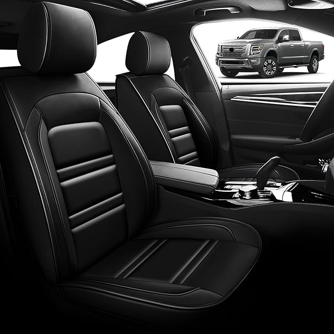 Seat Cover for Nissan Car Titan 2004-2024 | Car Seat Covers Front Seats, Waterproof Seat Protectors, Automotive Front Seat Covers (Front Seat, Black)