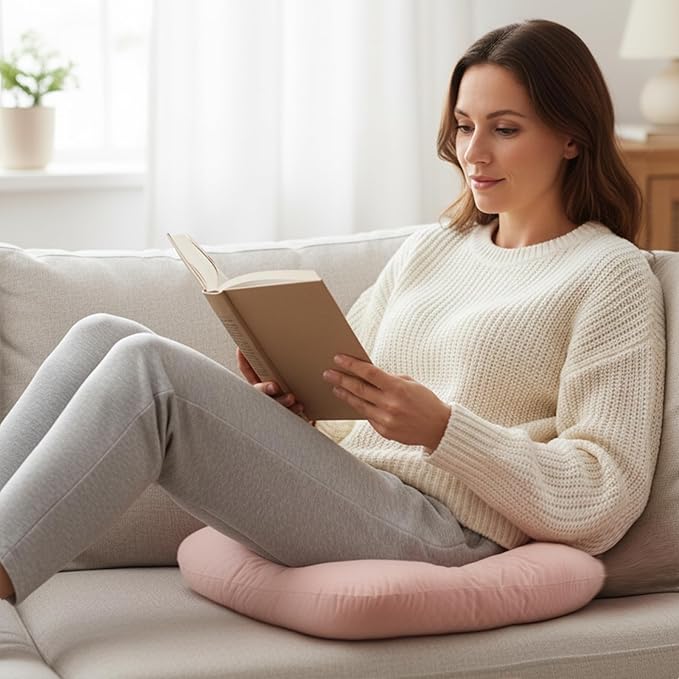 Donut Pillow for Tailbone Pain Relief, Wheelchair Cushion for Hemorrhoids and Bed Sores, Pregnancy, Donut Pillow Suitable for Office, Long Travel, Car and Home Sofa (Pink-Diagonal Grid)